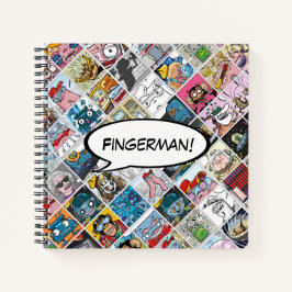 Comic-Zeichen Muster Kids sprechen Ballonname Notizbuch