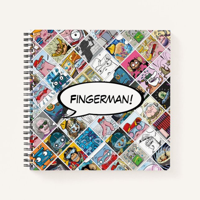 Comic-Zeichen Muster Kids sprechen Ballonname Notizbuch (Vorderseite)