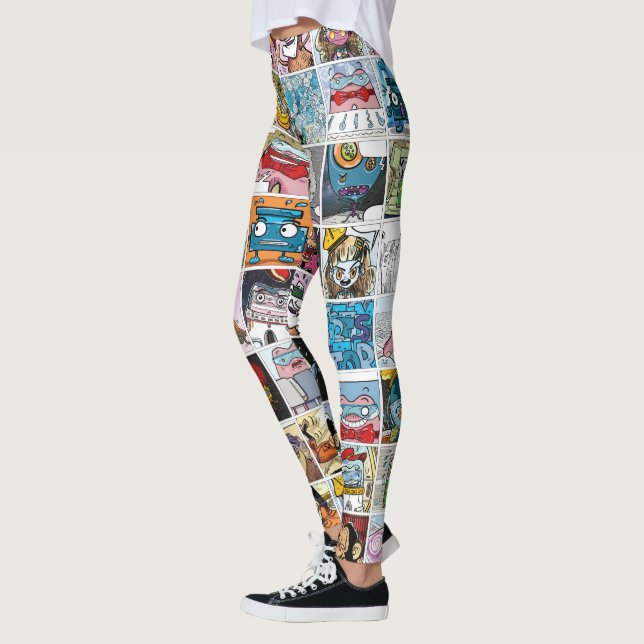 Comic-Zeichen Niedliche farbenfrohe Muster Legging Leggings (Links)