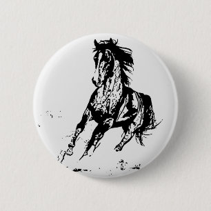 Comic Zeichnend Pferd Button