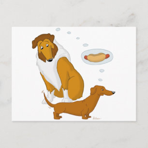 Comical Collie und Dackel Postkarte