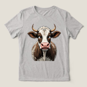 Comical Cow mit lustigem Schreiben auf der Stirn Tri-Blend Shirt