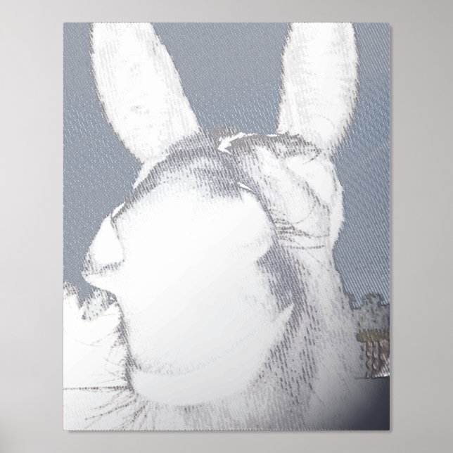 Comical Gray Smiling Donkey Foliendrucke (Vorderseite)