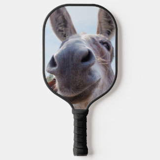 Comical Gray Smiling Donkey Pickleball Schläger