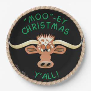 Comical Longhorn Steer Pappteller