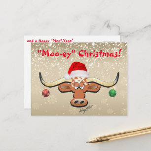 Comical Longhorn Steer Postcard Postkarte