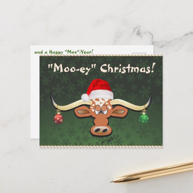 Comical Longhorn Steer Postcard Postkarte (Vorderseite/Rückseite Beispiel)