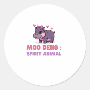 Comical MOO DENG SPIRIT ANIMAL Adventure Seeker Ou Runder Aufkleber