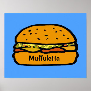 Comical Muffuletta Sandwich Poster