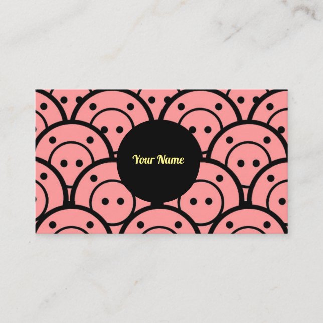 Comical Pigs Pink Abstrakt Pattern Business Card Visitenkarte (Vorderseite)