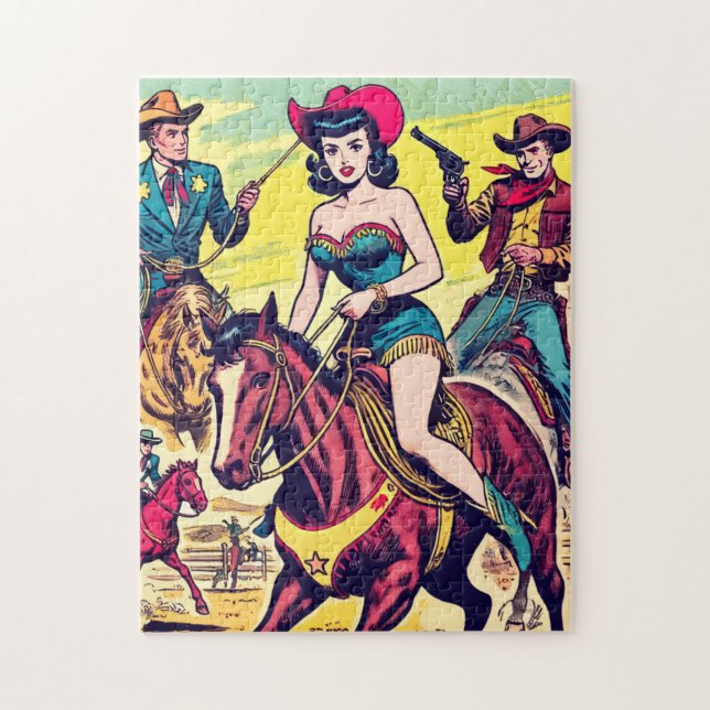 Comicen für den Retro-Western Puzzle (Vertikal)