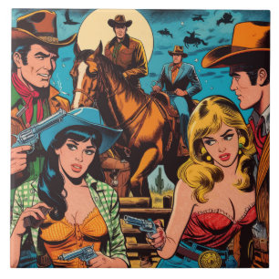 Comicen für Retro-Western Fliese
