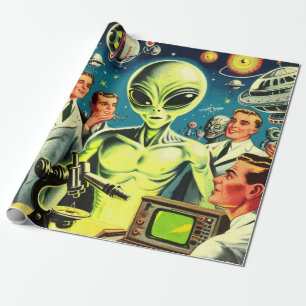 Comicen für Vintage Alien Science Fiction Geschenkpapier