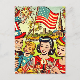 Comicen für Vintage Amerikanische Unabhängigkeitst Postkarte