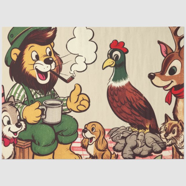 Comicen für Vintage Tiere Seidenpapier (Vorderseite)