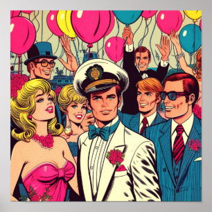 Comicen für Vintages Party Poster