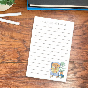 Comiczeichnender Hund-Bibliothekar-Post-It-Notizen Post-it Klebezettel