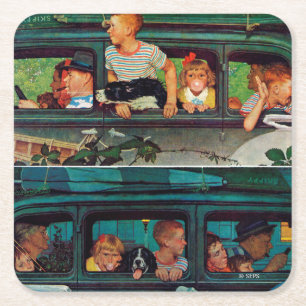 Coming and Going by Norman Rockwell Rechteckiger Pappuntersetzer