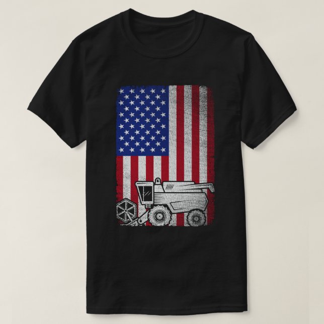 Coming Harvester American Flag Bauer Agriculture T-Shirt (Design vorne)