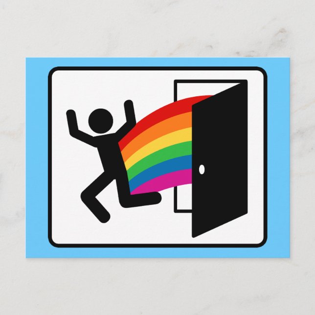 Coming Out Exit Sign Postkarte (Vorderseite)