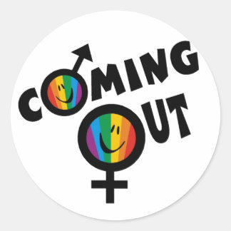 Coming Out Runder Aufkleber