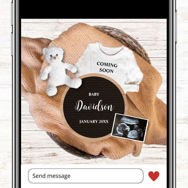 Coming Soon Cute Photo Pregnancy Ankündigung (coming soon cute photo pregnancy announcement card due date sonogram ultrasound photo)