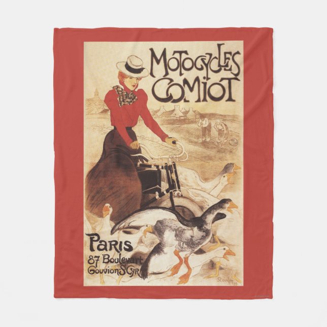Comiot Motocycles Frau und Gänsepromo-Plakat Fleecedecke (Vorderseite)