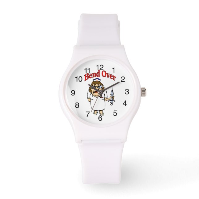 Comische Krankenschwester über Uhr (Vorderseite)