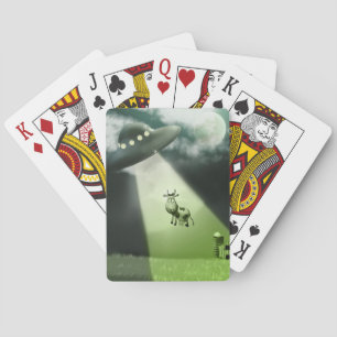 Comische UFO-Kuh-Entführung Spielkarten