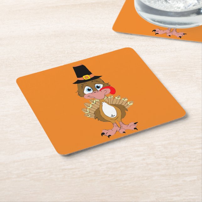 Comischer Erntedank Türkei Rechteckiger Pappuntersetzer (angewinkelt)