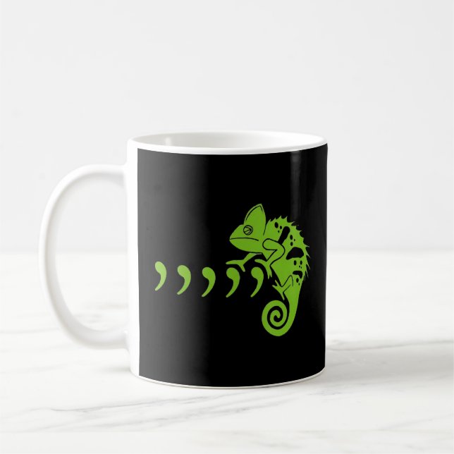 Comma Chameleon Funny 80's Music Texte Tiere Kaffeetasse (Links)