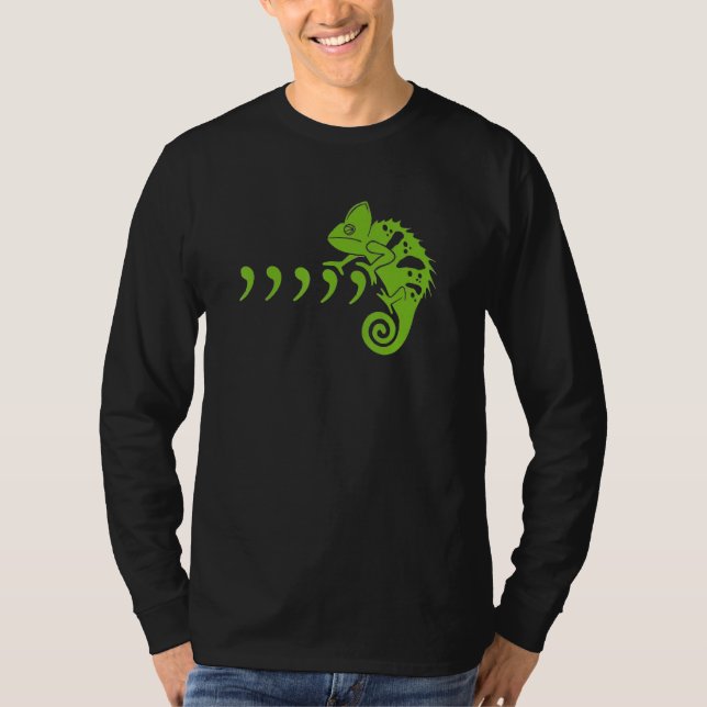 Comma Chameleon Funny 80's Music Texte Tiere T-Shirt (Vorderseite)