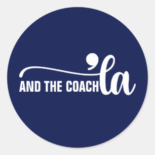 Comma la & Coach Kamala Harris Coach Blue Runder Aufkleber
