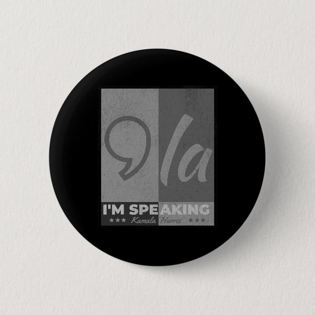 Comma La Funny Zitat Kamala Harris 2024 Button (Vorderseite)