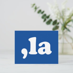 Comma La kamala Aussprache Typografie blau Postkarte