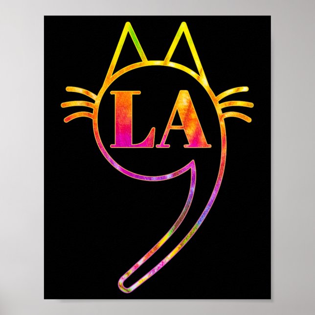 Comma La Kamala Cat Gefärbte Krawatte Retro Harris Poster (Vorne)