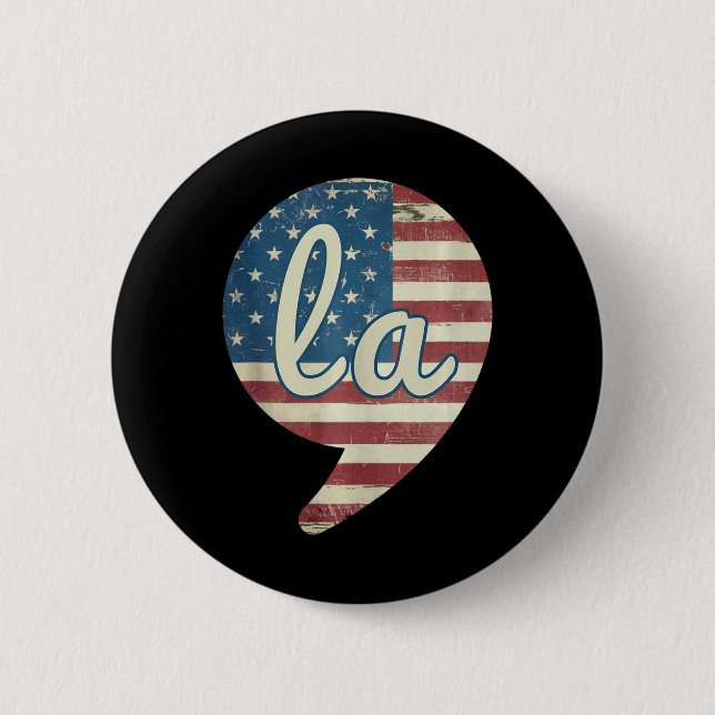 Comma La Kamala Harris American Flag Comma + La Button (Vorderseite)