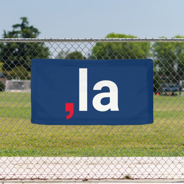 Comma La kamala lustige Aussprache rot-blau Banner (Insitu)