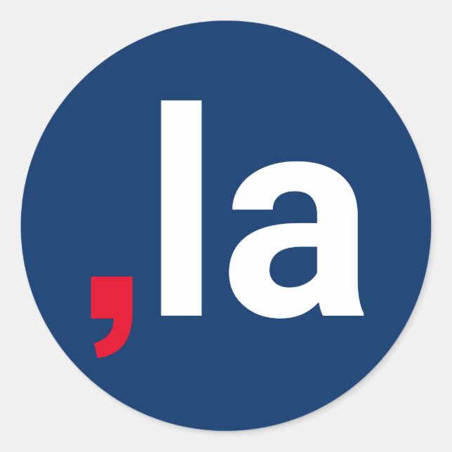 Comma La kamala lustige Aussprache rot-blau Runder Aufkleber (Vorderseite)