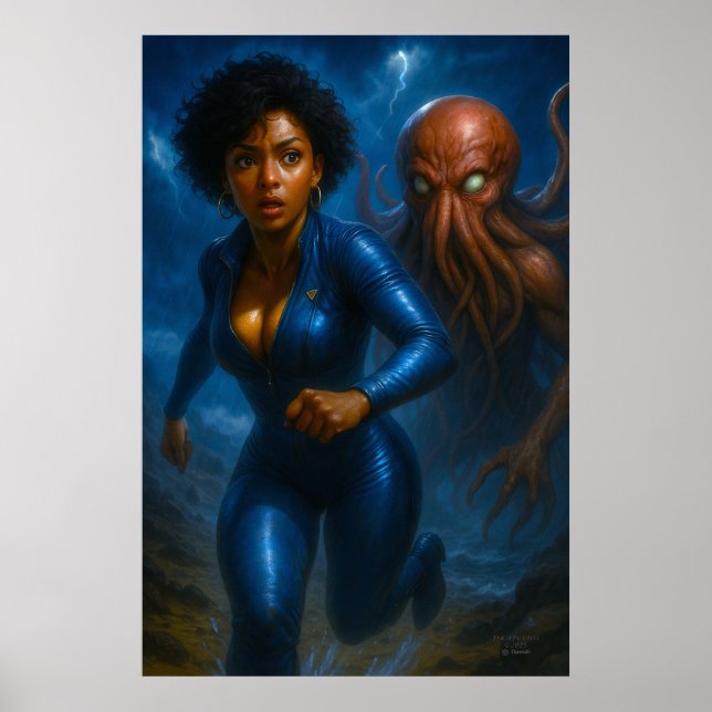 Commander Gail Kween vs Grotesque Octopus | Anime Poster (Vorne)