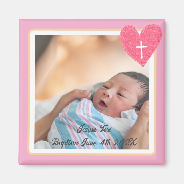 Commemorative Baptism Magnet - Christianity - Pink (Vorne)