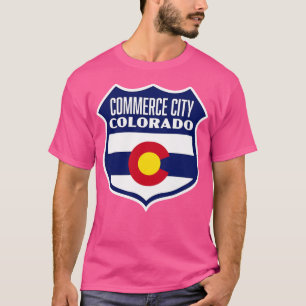 Commerce City Colorado Retail Flaggen Schild Blau T-Shirt