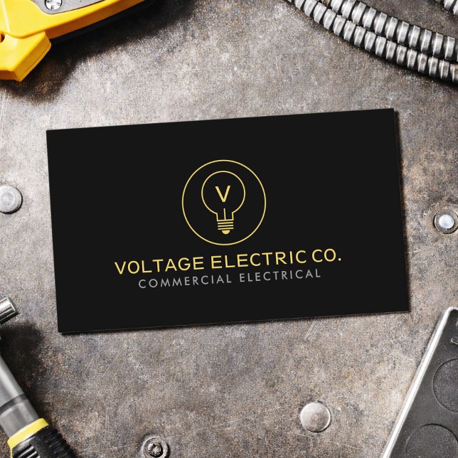 Commercial Electrician Professional Black Visitenkarte (Von Creator hochgeladen)
