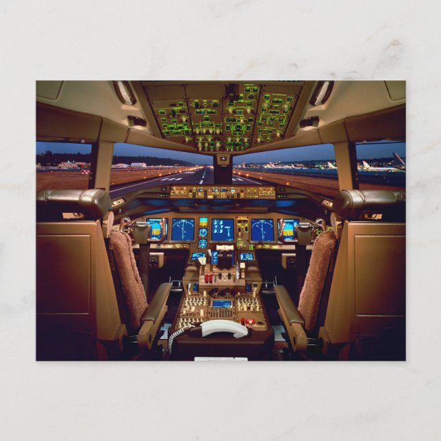 Commercial Jet Aircraft Cockpit Interior Postkarte (Vorderseite)
