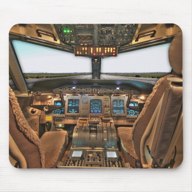 Commercial jet airliner cockpit background mousepad (Vorne)