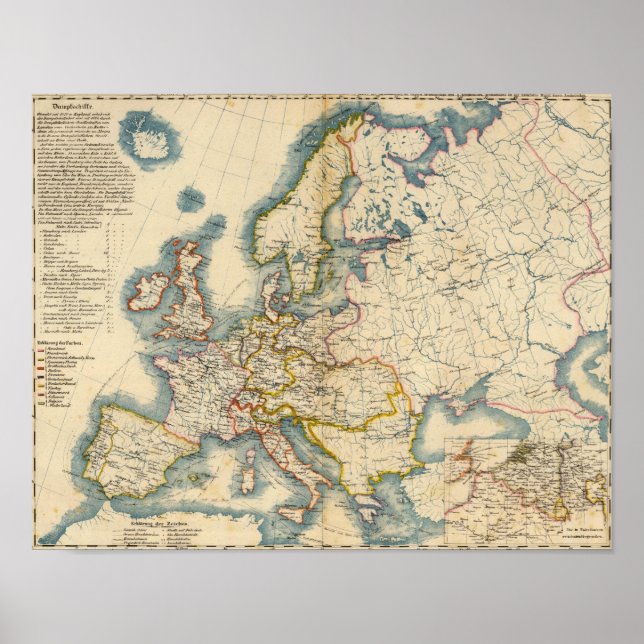 Commerciale Industrial Map of Europe Poster (Vorne)