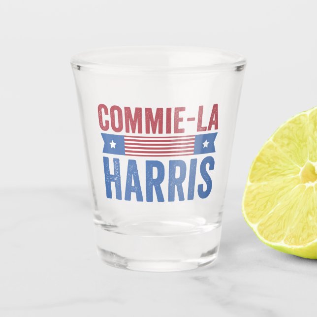 Commie-La Harris 2024 Funny Anti Kamala Harris Schnapsglas (Vorderseite)