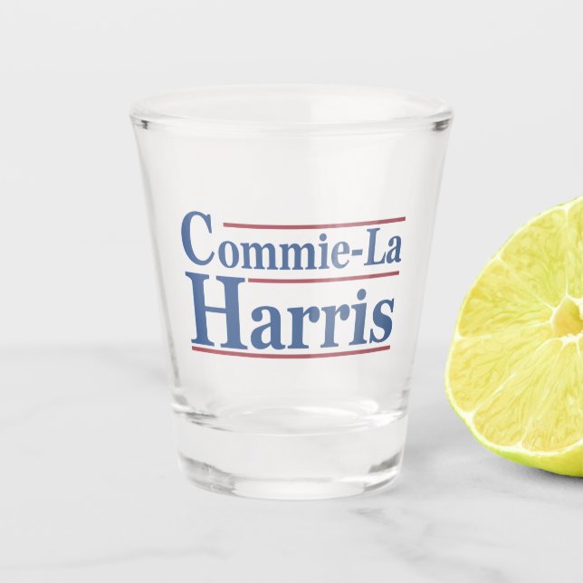 Commie-La Harris 2024 Funny Anti Kamala Harris Schnapsglas (Vorderseite)