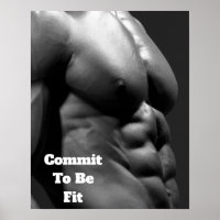 Commit to be Fit Gym Wall & Fitness Poster - Abs.