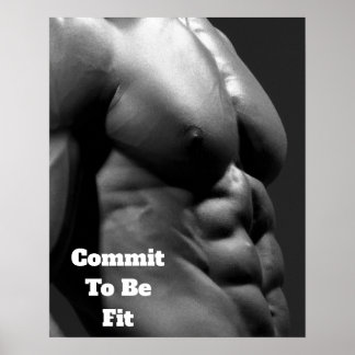 Commit to be Fit Gym Wall & Fitness Poster - Abs.